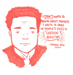 Ishmael Beah at Greenlight Bookstore, 1/20/14Buy the drawing here.