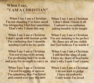 When I say I am a Christian poem on old paper