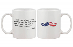 ... Flag Design Ceramic Coffee Mug Bold Statement - John F. Kennedy Quote