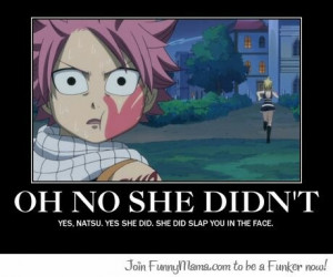Natsu Dragneel, Fairy Tail, slap in the face by #Lucy #Heartfilia. XD