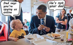 Funny Obama Child Dad Spying Internet Online Joke Picture Image | Dad ...