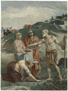 Alexandre Bida. Timon of Athens, Act IV, Scene 3, Timon giving gold to ...