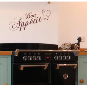 Bon Appetit (with chef hat icon) wall sticker quote.