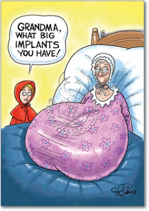 Grandmas Big Implants Adult Funny Birthday Card Nobleworks