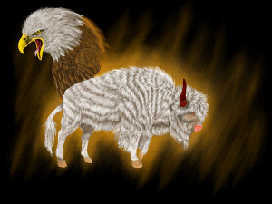 White Buffalo and Eagle by InuRyoko