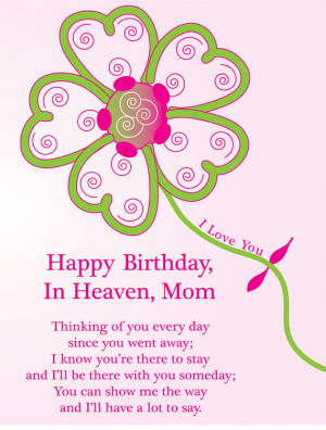 Happy Birthday Card To A Deceased Mom in Pink and Mint Green, With ...
