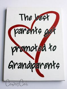... on Canvas, Parents & Grandparents Quote with Red Heart, New Baby Gift