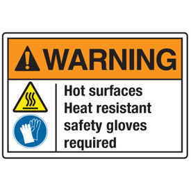 ... Hot Surfaces Heat Resistant Safety Gloves Required (with Graphic