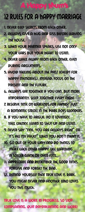 12 Rules For A Happy Marriage