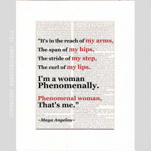 Maya Angelou art print Phenomenal Woman poem motivational ...