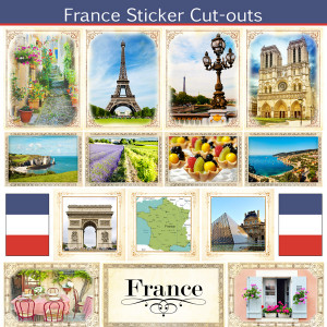 Scrapbook Customs - 12 x 12 Sticker Cut Outs - France Sightseeing