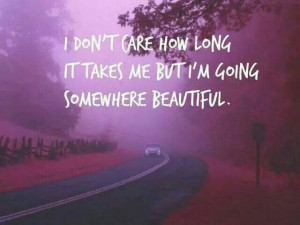 don't care how long it takes me but I'm going somewhere beautiful.