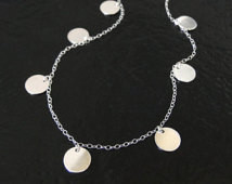 Round Disc, Coin Drop Necklace In Sterling Silver - Floating Dots - As ...