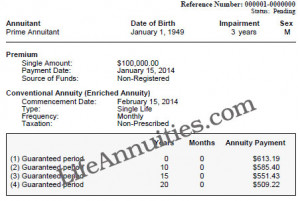 Sample of an Impaired Annuity Quote