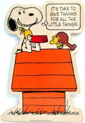 Snoopy Thanksgiving wisdom…..give thanks with a grateful heart.