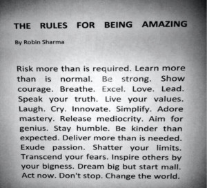 the rules for being amazing...
