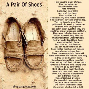 loss of a Child - A Pair Of Shoes - I am wearing a pair of shoes ...