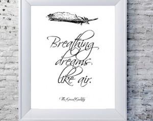 White The Great Gatsby Print, Liter ary Quote Typography Print - Black ...
