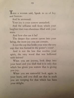 Kahlil Gibran On Sorrow and Joy
