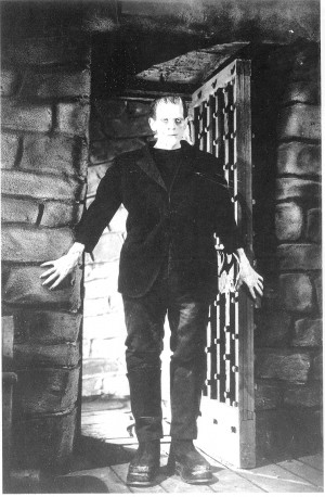 Free at last: Boris Karloff stomps his stuff as Frankenstein's monster ...