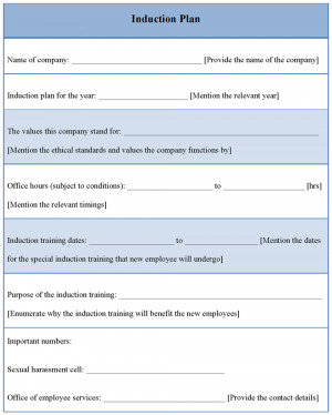 work area induction template
