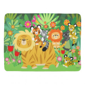 Cute Cartoon Liger and Friends Baby Blanket