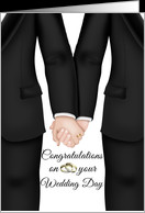 Wedding Day Gay Couple- Congratulations - Two Men holding hands card ...