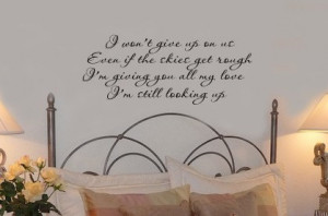 wont give up on us Quote Vinyl Wall Lettering Decal 32Wx18H
