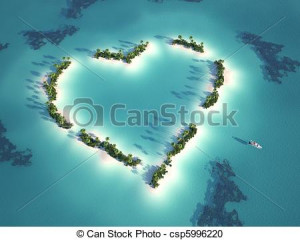 antenna, kilátás, szív, alakú, sziget, Jacht, fogalom, romantikus ...
