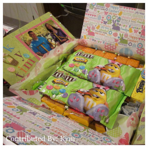 Kym piled her box high with Easter candy and colorful decorations. I ...
