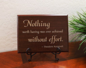 Decorative Carved Wood Sign with quote by Theodore Roosevelt, 