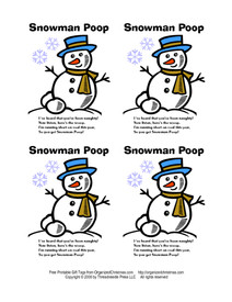 Snowman Poop Gift Tags - Snowman