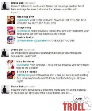Drake Bell angers Justin Bieber fans