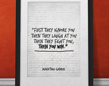 Motivational Print, Winning Inspira tional Wall Art, Mahatma Gandhi ...