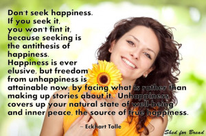 Great Eckhart Tolle quote on happiness!