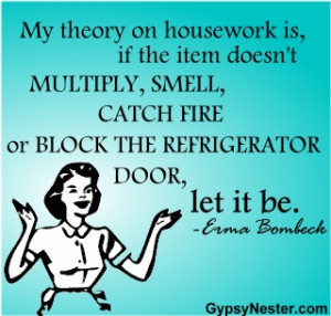 My theory on housework is, if the item doesn't multiply, smell, catch ...