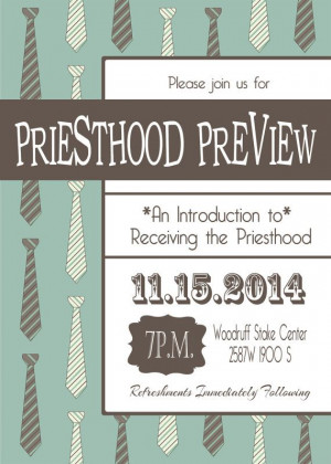 LDS Priesthood Preview Printable Invitation 5x7 or 4x6: Church Primary ...