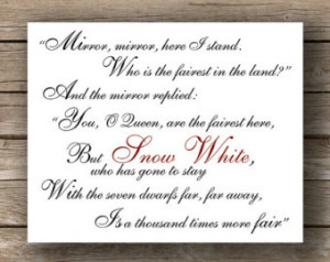 Mirror Mirror, Brothers Grimm, Snow White, Typography Print, Quote Art ...