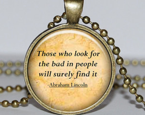 Quote Pendant, Abraham Lincoln Jewelry, Inspirational Necklace Vintage