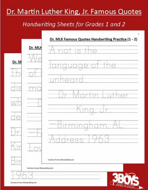 Martin Luther King, Jr Famous Quotes Handwriting Practice grade 1 2 ...