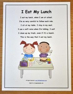 Classroom Poster for Appropriate Cafeteria Behavior: 