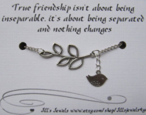 Best Friend Long Distance Friendship Charm Bracelet with Leaf and Bird ...