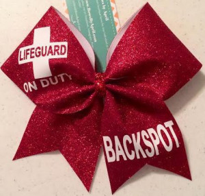 Cheerleading Back Spot Quotes Red glitter lifeguard backspot