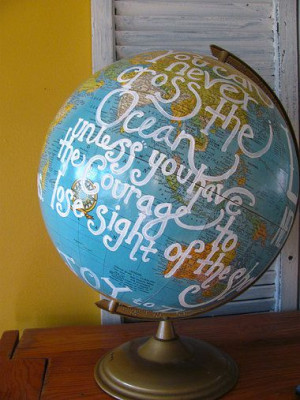 Vintage Globe hand painted withinspirational quotes
