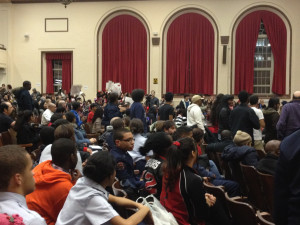 , faculty and alumni crowded into the auditorium at DeWitt Clinton ...