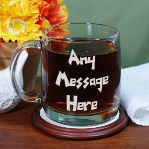 Engraved Funky Message Glass Mug
