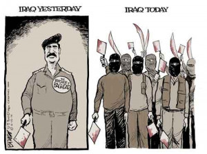 political cartoon by Steve Breen comparing Iraq at present to Iraq ...