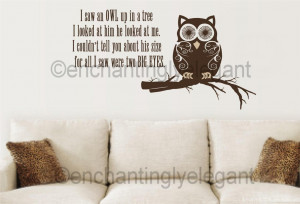 Saw-An-Owl-Up-In-A-Tree-Vinyl-Decal-Wall-Sticker-Teen-Room-Kitchen ...