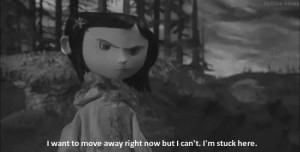 ... tags for this image include: coraline, black and white, away and want