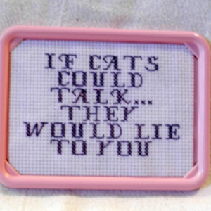 If cats could talk funny framed cross stitch - Thumbnail 1